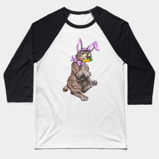 Bobtail BunnyCat: Chocolate Tabby (Pink) Baseball T-Shirt